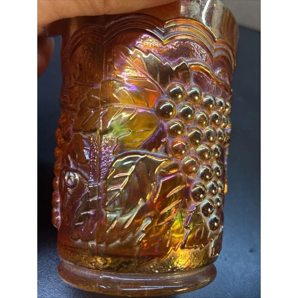 Vintage Imperial Carnival Glass Marigold Grape Pattern Tumbler Cup 4 